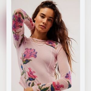 Free People Betty's garden shirt pink